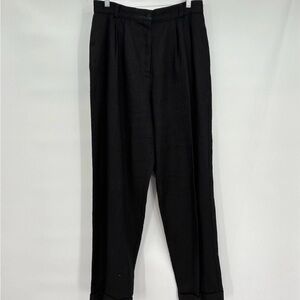 Sharon Young Linen 90s 80s Tapered Leg Cuffed Trousers Pants Black Sz 14